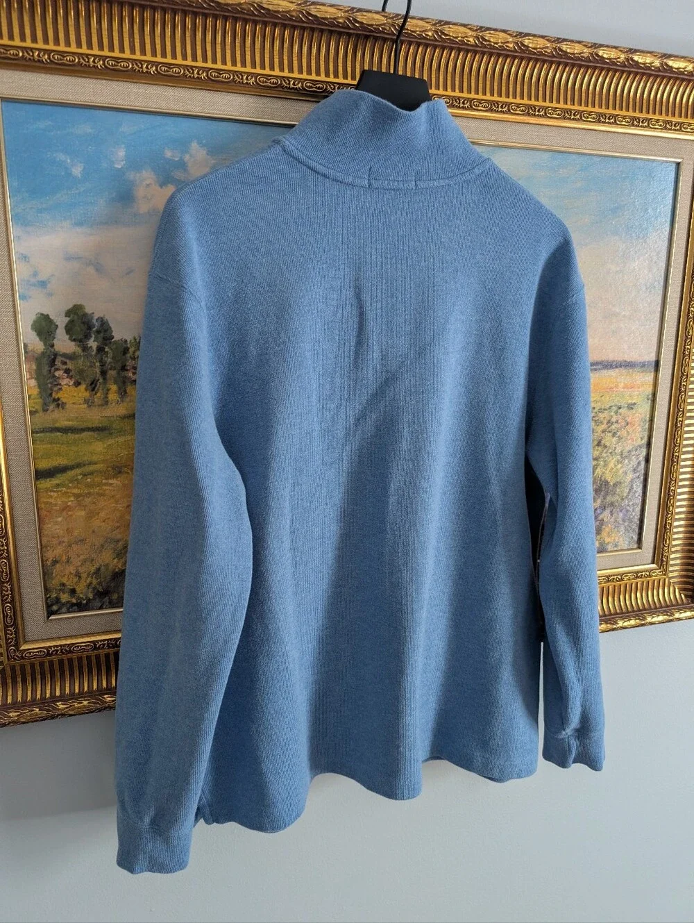 Polo by Ralph Lauren Light Blue Half-Zip Sweater with Yellow Pony